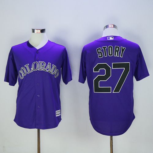 Rockies #27 Trevor Story Purple New Cool Base Stitched MLB Jersey